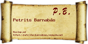 Petrits Barnabás névjegykártya